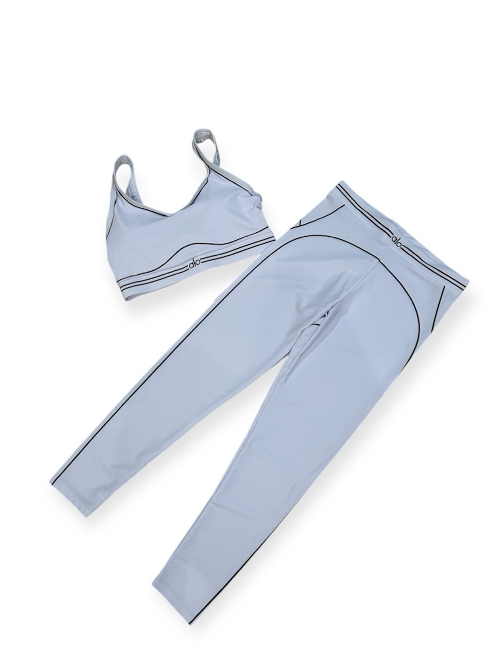 ALO Yoga Leggings Bra Set White Black
